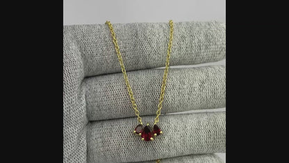 18K Gold Plated Triple Teardrop Gemstone Necklace Fashion Jewelry TGN1015 NM-1044