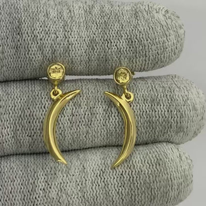 Celestial Crescent Moon Birth Gemstone Earrings in 18K Gold Plated TGE1023 EM-1267