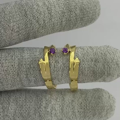 18K Gold Plated Round Cut Gemstones Earrings Jewelry EM-1286 TGE1032