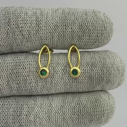 18K Gold Plated Long Gemstone Drop Earrings, Trendy Modern Look TGE1035 EM-1290