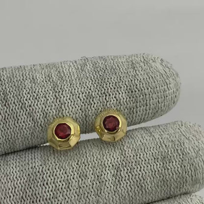 Handcrafted Classic Round Gemstone Stud Earrings in 18K Gold Plated TGE1025 EM-1276