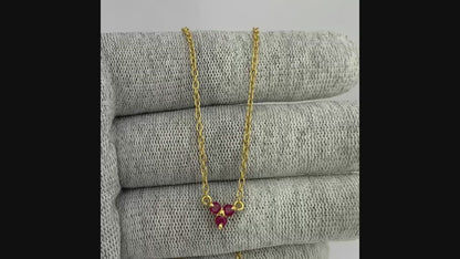 18K Gold Plated Three Gemstone Minimalist Style Pendant Jewelry TGN1014 NM-1043