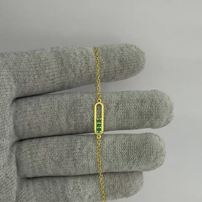 Minimal 18K Gold Plated Gemstone Bar Bracelet – Handmade Jewelry TGB1007 BM-1055