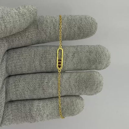 Minimal 18K Gold Plated Gemstone Bar Bracelet – Handmade Jewelry TGB1007 BM-1055