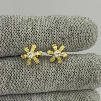 18K Gold Plated Colorful Gemstone Flower Stud Earrings Modern Look TGE1043 EM-1287