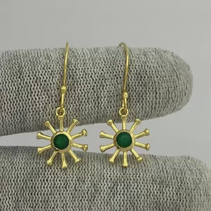 18K Gold Plated Radiant Sun Colorful Gemstone Earrings for Women TGE1044 EM-1288
