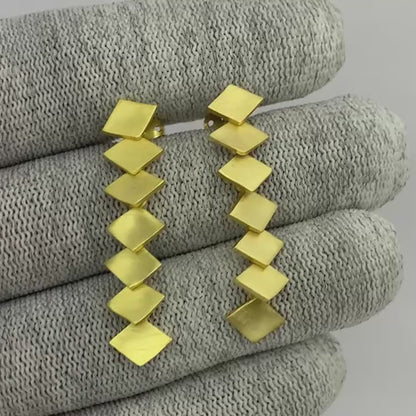 18K Gold Plated Geometric Long Drop Earrings – Wholesale Jewelry TGE1017 EM-1275
