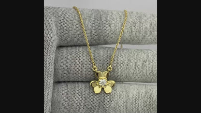 18K Gold Plated Gemstone Flower Design Necklace Dainty Jewelry TGN1006 NM-1035