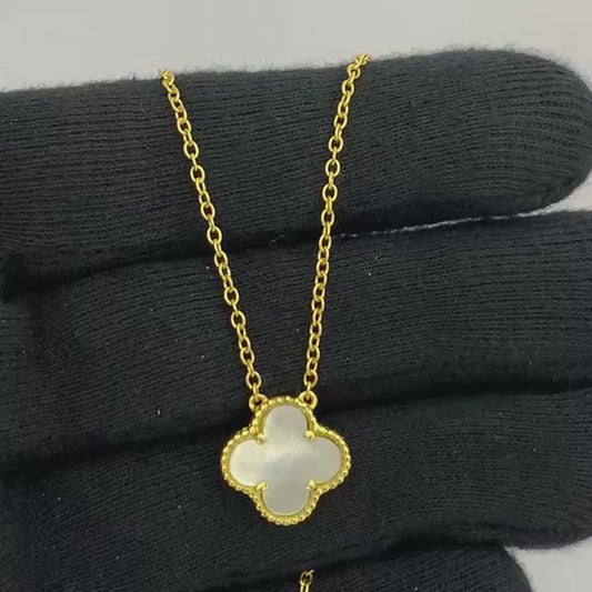 18K Gold Plated Clover Necklace Jewelry with Tiger Eye/Onyx/MOP Stone TGN1012 NM-1041