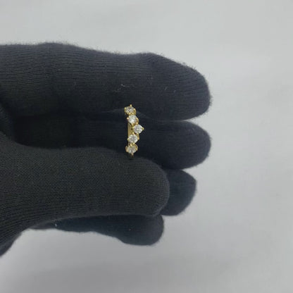 18K Gold Plated Crown Five-Stone Ring – Dainty Gemstone Stacking Band TGR1059 RM-1782