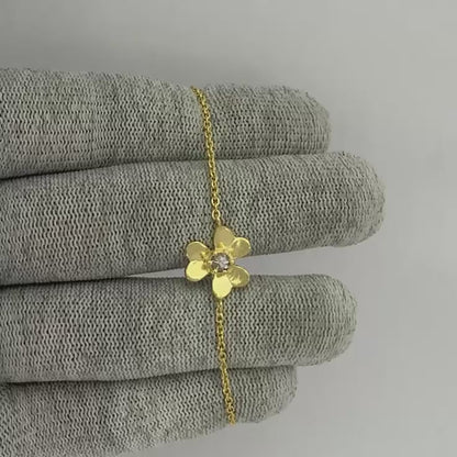 18K Gold Plated Flower Design Gemstone Chain Bracelet for Women TGB1006 BM-1053