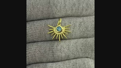18K Gold Plated Sun Burst Gemstone Pendant Minimalist Jewelry TGP1004 PM-1746