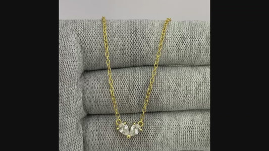 18K Gold Plated Two-Stone Heart Inspired Gemstone Pendant Necklace TGN1013 NM-1042