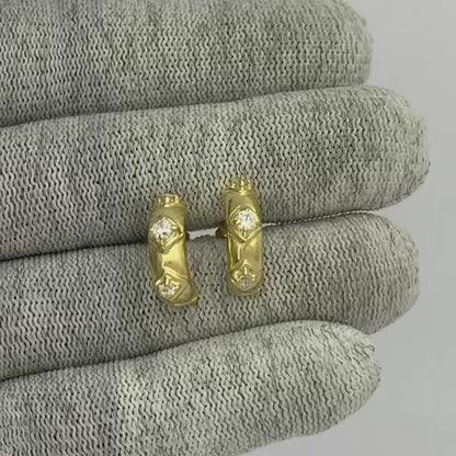 18K Gold Plated Colorful Gemstone Huggie Hoop Earrings for Women TGE1027 EM-1280