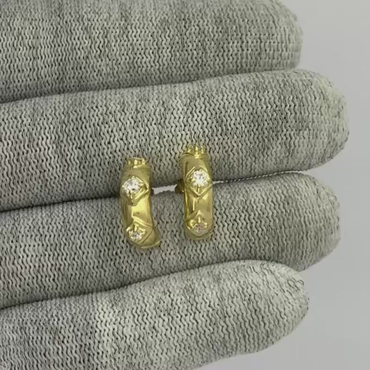 18K Gold Plated Colorful Gemstone Huggie Hoop Earrings for Women TGE1027 EM-1280