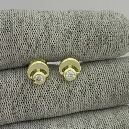 18K Gold Plated Crescent Gemstone Stud Earrings for Women, Modern TGE1051 EM-1304