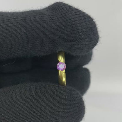 18K Gold Plated Round Colorful Gemstone Tension Ring Simple Modern Look TGR1043 RM-1770