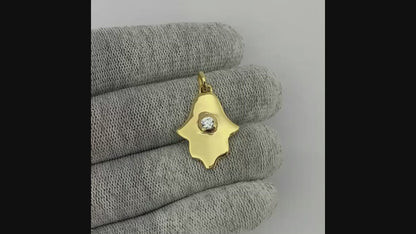 18K Gold Plated Colorful Gemstone Hamsa Charm Necklace Jewelry TGP1006 PM-1744
