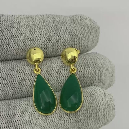 Elegant Teardrop Colorful Gemstone Earrings in 18K Gold Plated TGE1019 EM-1086