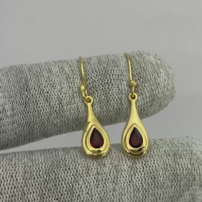 Elegant Handcrafted Teardrop Gemstone Earrings 18K Gold Plated TGE1022 EM-1278