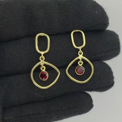 Modern Organic Shape Gemstone Earrings Jewelry in 18K Gold Plated TGE1018 EM-1273