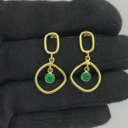 Modern Organic Shape Gemstone Earrings Jewelry in 18K Gold Plated TGE1018 EM-1273