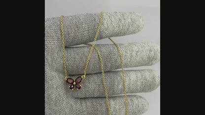 18K Gold Plated Butterfly Gemstone Pendant Necklace for Women TGN1005 NM-1034