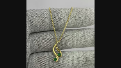 18K Gold Plated Two Stone Swirl Pendant Necklace Jewelry for Women TGN1010 NM-1036