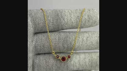 18K Gold Trio Stone Necklace Jewelry with Birthstone Colors for Women TGN1004 NM-1033