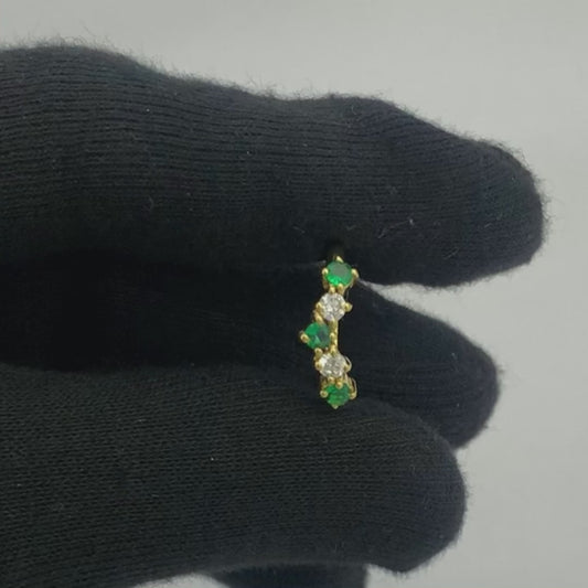 18K Gold Plated Crown Five-Stone Ring – Dainty Gemstone Stacking Band TGR1059 RM-1782
