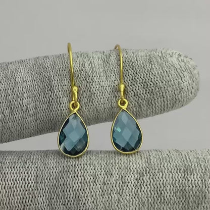 18K Gold Plated Faceted Teardrop Gemstone Earrings – Desiregem USA TGE1020 EM-1005