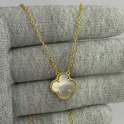 18K Gold Plated Clover Necklace Jewelry with Tiger Eye/Onyx/MOP Stone TGN1012 NM-1041