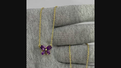 18K Gold Plated Butterfly Gemstone Pendant Necklace for Women TGN1005 NM-1034