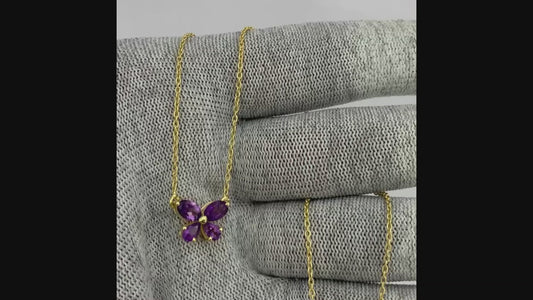 18K Gold Plated Butterfly Gemstone Pendant Necklace for Women TGN1005 NM-1034