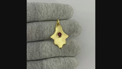 18K Gold Plated Colorful Gemstone Hamsa Charm Necklace Jewelry TGP1006 PM-1744