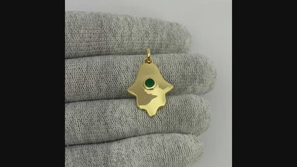 18K Gold Plated Colorful Gemstone Hamsa Charm Necklace Jewelry TGP1006 PM-1744