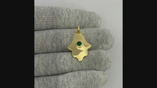 18K Gold Plated Colorful Gemstone Hamsa Charm Necklace Jewelry TGP1006 PM-1744