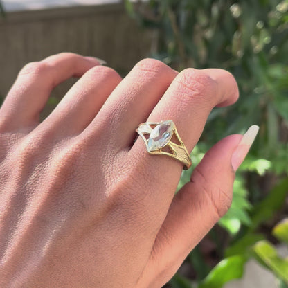 18K Gold Plated Marquise Shape Colorful Stone Ring Fashion Jewelry TGR1002 RM-1727