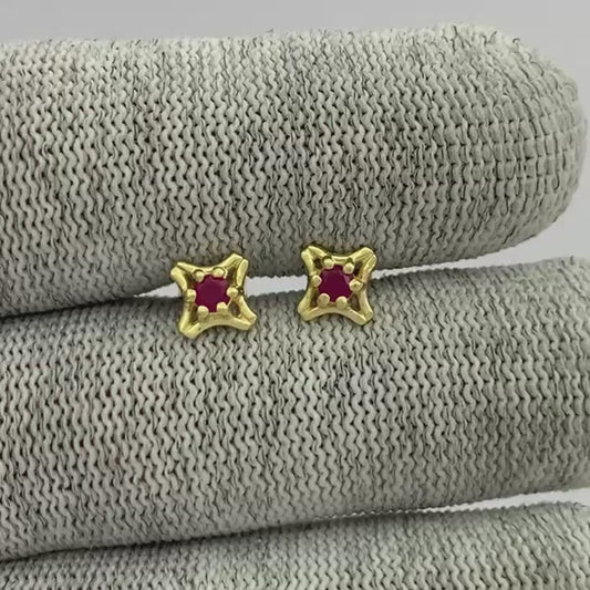 18K Gold Plated Round Gemstone Earrings for Women, Classic Studs TGE1036 EM-1291