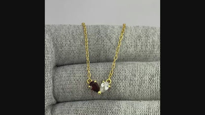 18K Gold Plated Two-Stone Heart Inspired Gemstone Pendant Necklace TGN1013 NM-1042