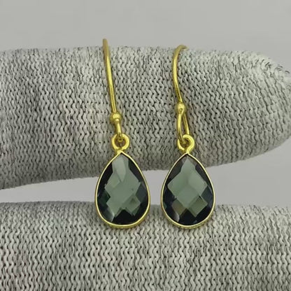 18K Gold Plated Faceted Teardrop Gemstone Earrings – Desiregem USA TGE1020 EM-1005