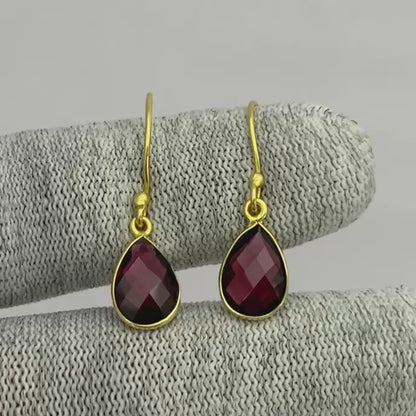 18K Gold Plated Faceted Teardrop Gemstone Earrings – Desiregem USA TGE1020 EM-1005