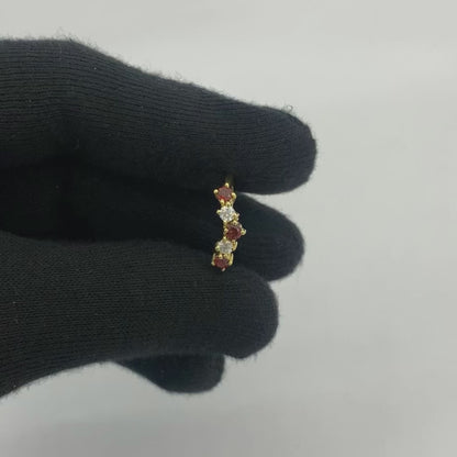 18K Gold Plated Crown Five-Stone Ring – Dainty Gemstone Stacking Band TGR1059 RM-1782
