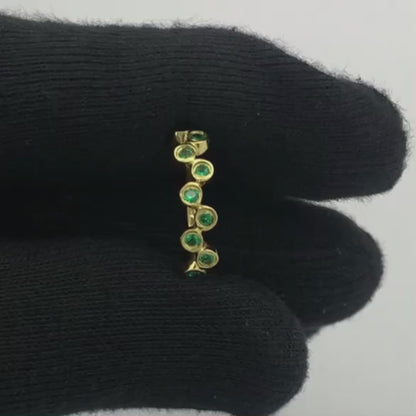18K Gold Plated Round Bezel Colorful Multi Stone Statement Band Ring TGR1062