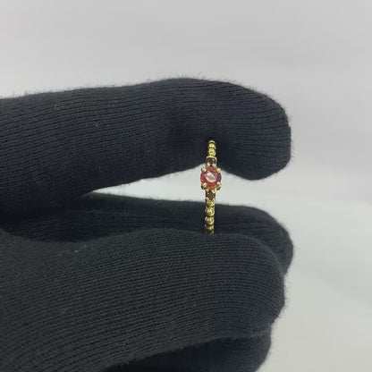 18K Gold Plated Colorful Three Stone Ring – Minimal Beaded Style TGR1041 RM-1047