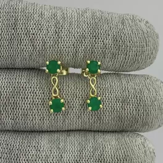 18K Gold Plated Infinity Colorful Gemstone Earrings, Classic Dangle TGE1048 EM-1301