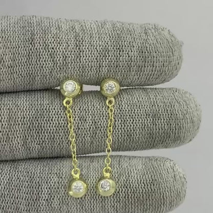 18K Gold Plated Gemstone Chain Drop Earrings for Women, Elegant TGE1050 EM-1303