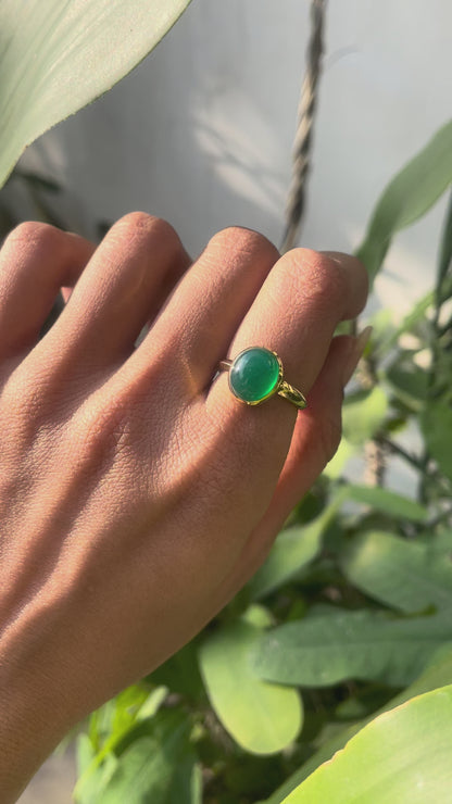 18K Gold Plated Cabochon Birthstone Ring Jewelry – Elegant Minimal TGR1023 RM-1004