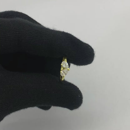 18K Gold Plated Dual Gemstone Pear Cut Stacking Ring – Modern Design TGR1067 RM-1790