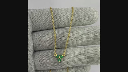 18K Gold Plated Three Gemstone Minimalist Style Pendant Jewelry TGN1014 NM-1043